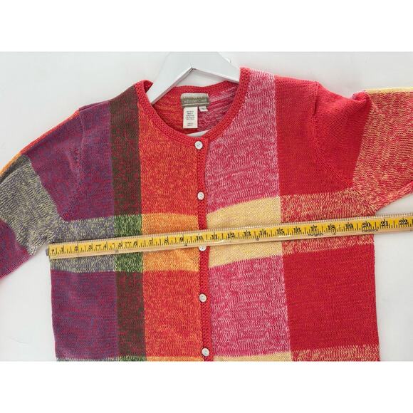 Coldwater Creek Cardigan Sweater Womens Large Multicolor Patchwork Button Knit - Picture 14 of 16